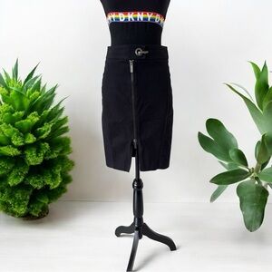 Le Lis Blanc Black Midi Skirt with Front Zip – Size 36 (XS)